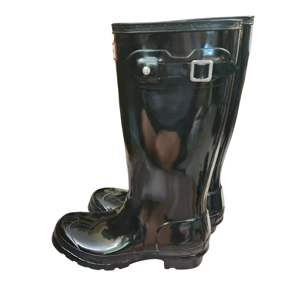 Hunter Original Kids Gloss Black Rain Boots Size 5B 6G  Wellies Iconic Unisex